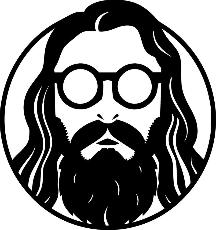 hippie, Preto e branco vetor ilustração