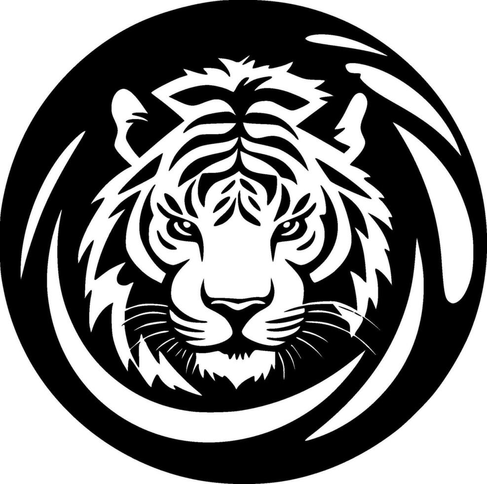 tigre - Preto e branco isolado ícone - vetor ilustração