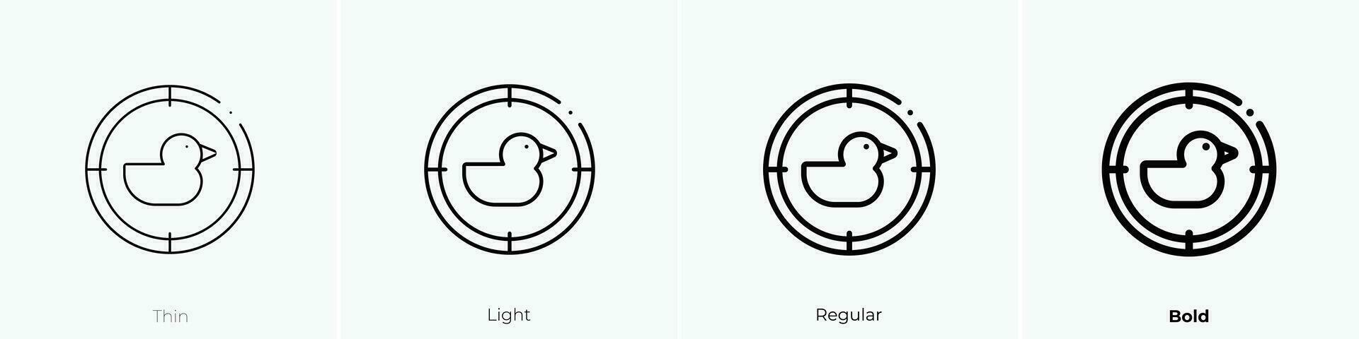 tiro Pato ícone. afinar, luz, regular e negrito estilo Projeto isolado em branco fundo vetor