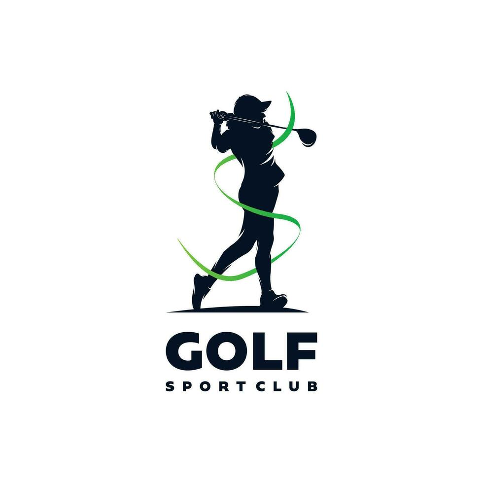 logotipo do clube de golfe de mulher. modelo de design de logotipo de treinamento de golfe vetor