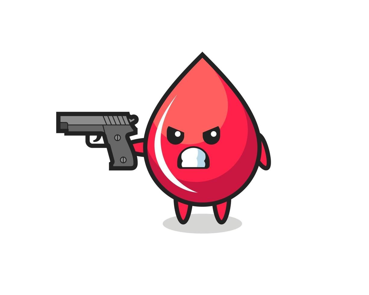 o personagem de gota de sangue fofo atira com uma arma vetor