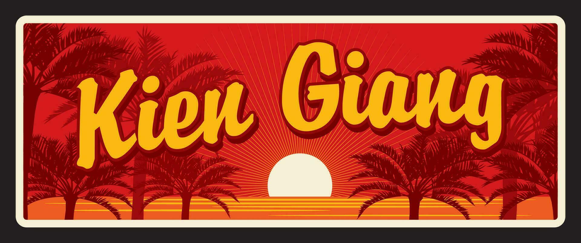 kien giang província placa, retro viagem prato vetor