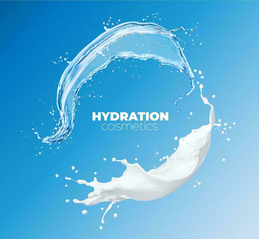 água cosméticos, hidratação efeito. água e creme vetor