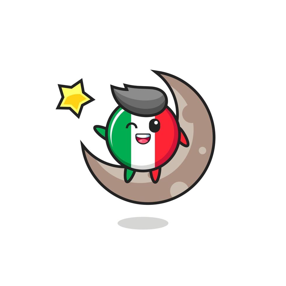 ilustração do desenho da bandeira da itália sentado na meia lua vetor