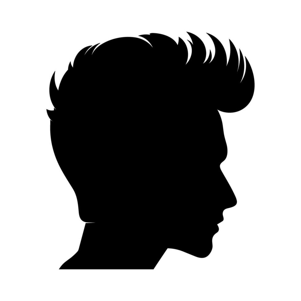 pompadour corte de cabelo silhueta clipart, homens cabelo cortar vetor, na moda à moda masculino Penteado silhueta vetor