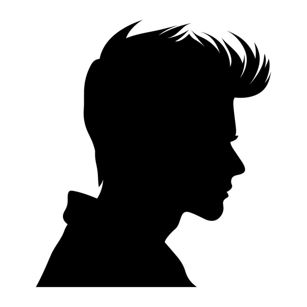 topete corte de cabelo silhueta clipart, homens cabelo cortar vetor, na moda à moda masculino Penteado silhueta vetor