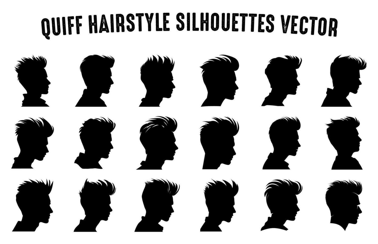 topete corte de cabelo silhueta clipart pacote, homens cabelo cortar vetor definir, na moda à moda masculino Penteado silhuetas