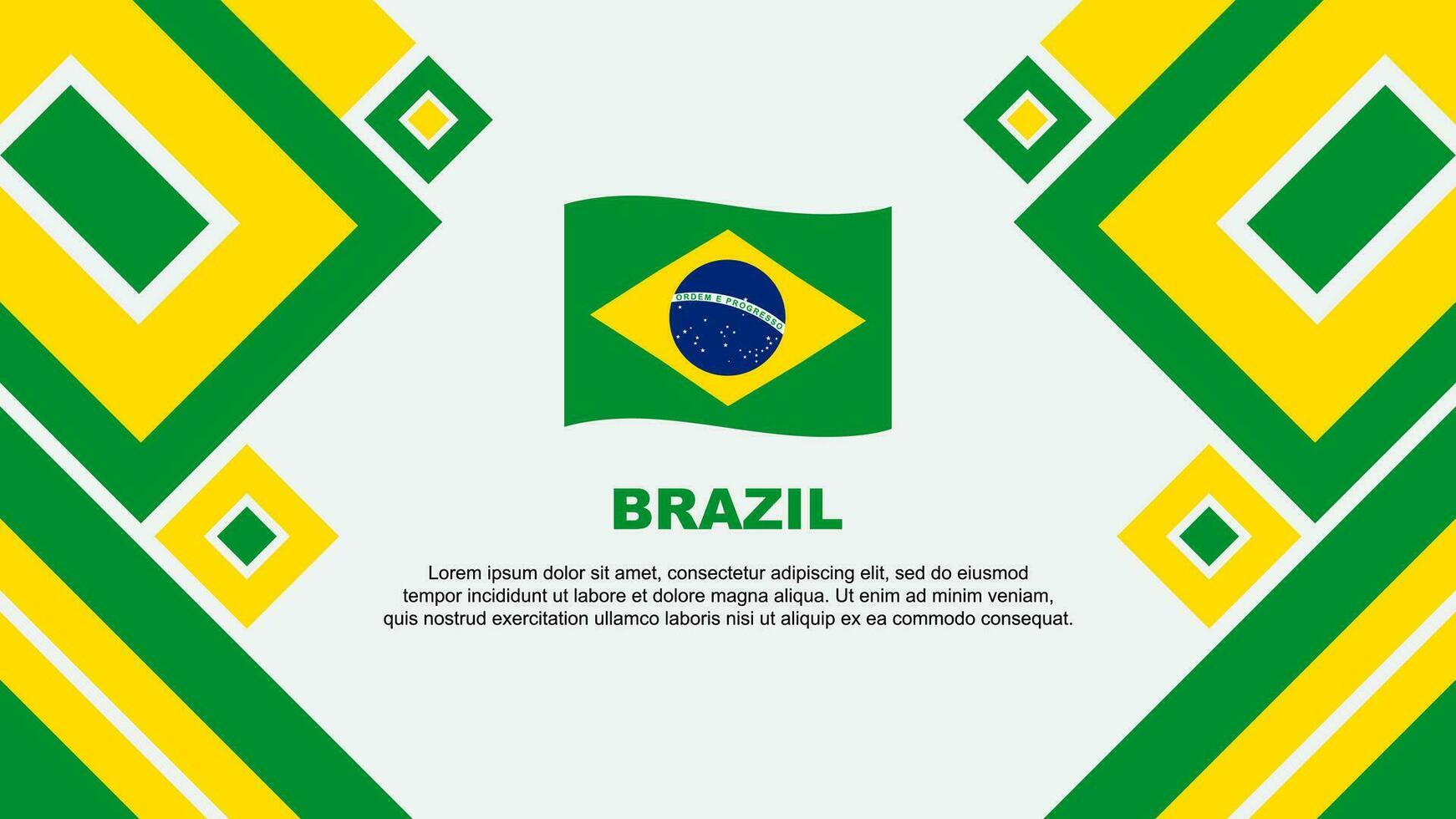 Brasil bandeira abstrato fundo Projeto modelo. Brasil independência dia bandeira papel de parede vetor ilustração. Brasil desenho animado