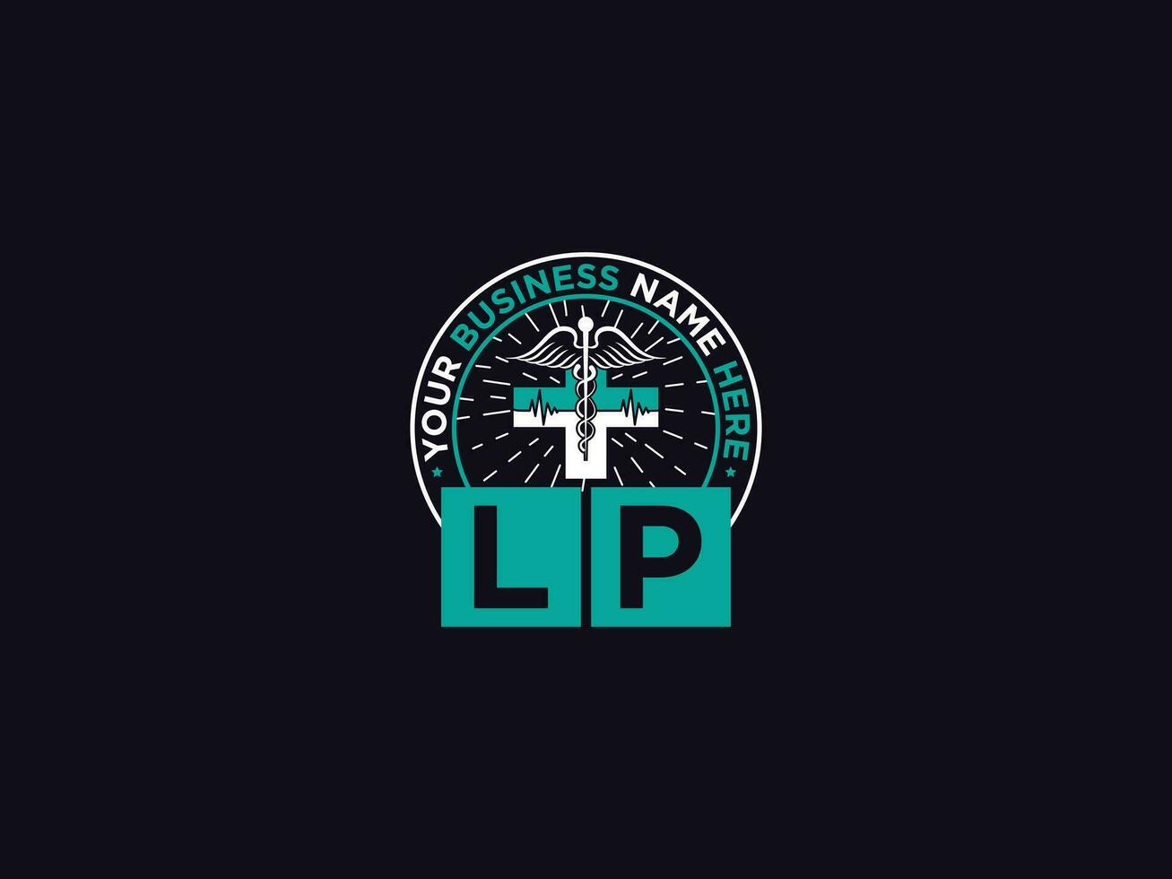 mais lp logotipo arte, tipografia lp médico carta logotipo vetor para médicos