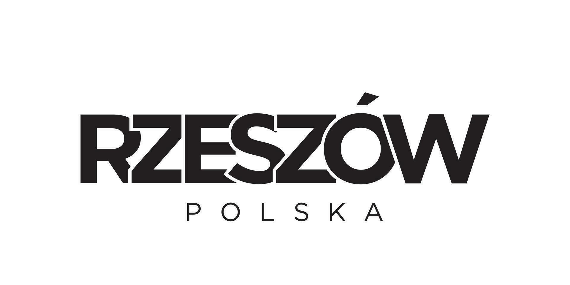 rzeszow dentro a Polônia emblema. a Projeto características uma geométrico estilo, vetor ilustração com negrito tipografia dentro uma moderno Fonte. a gráfico slogan rotulação.