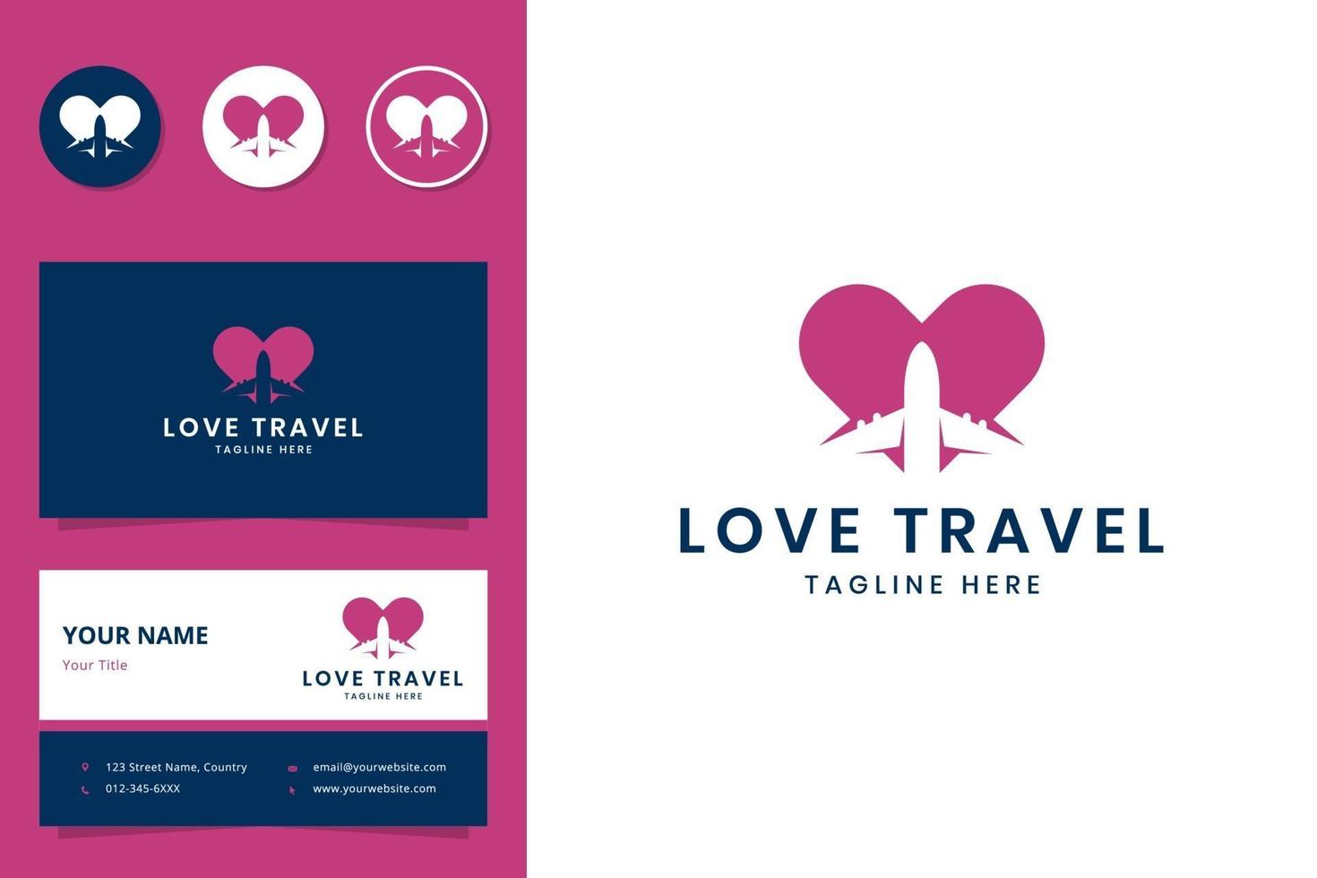 design do logotipo do espaço negativo da viagem de amor vetor