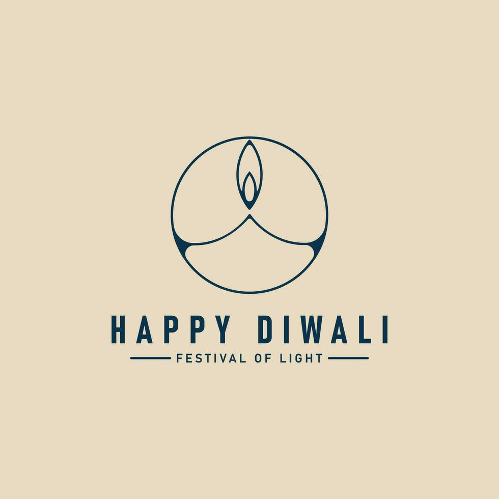 vela feliz diwali linha arte logotipo minimalista vetor Projeto ícone modelo ilustração