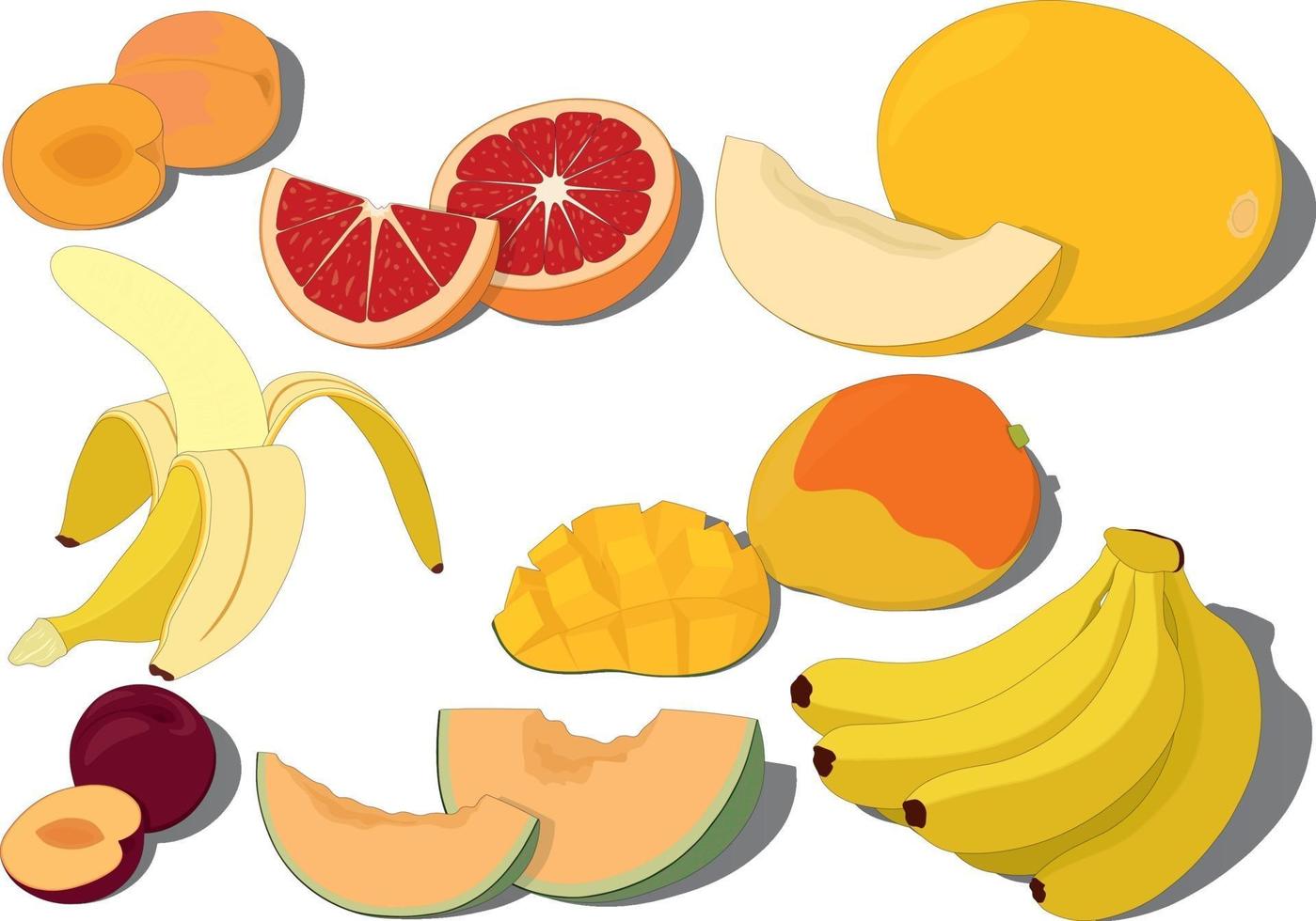 ilustração em vetor coleção doce de frutas maduras