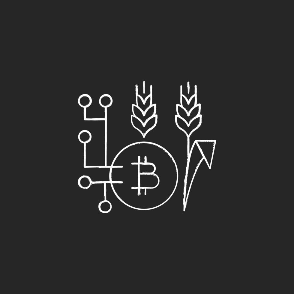 tecnologia blockchain na agricultura ícone de giz branco vetor