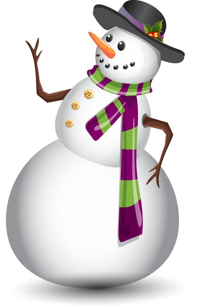 Boneco de neve fofo ilustração arte de inverno clipart coleção de natal vetor