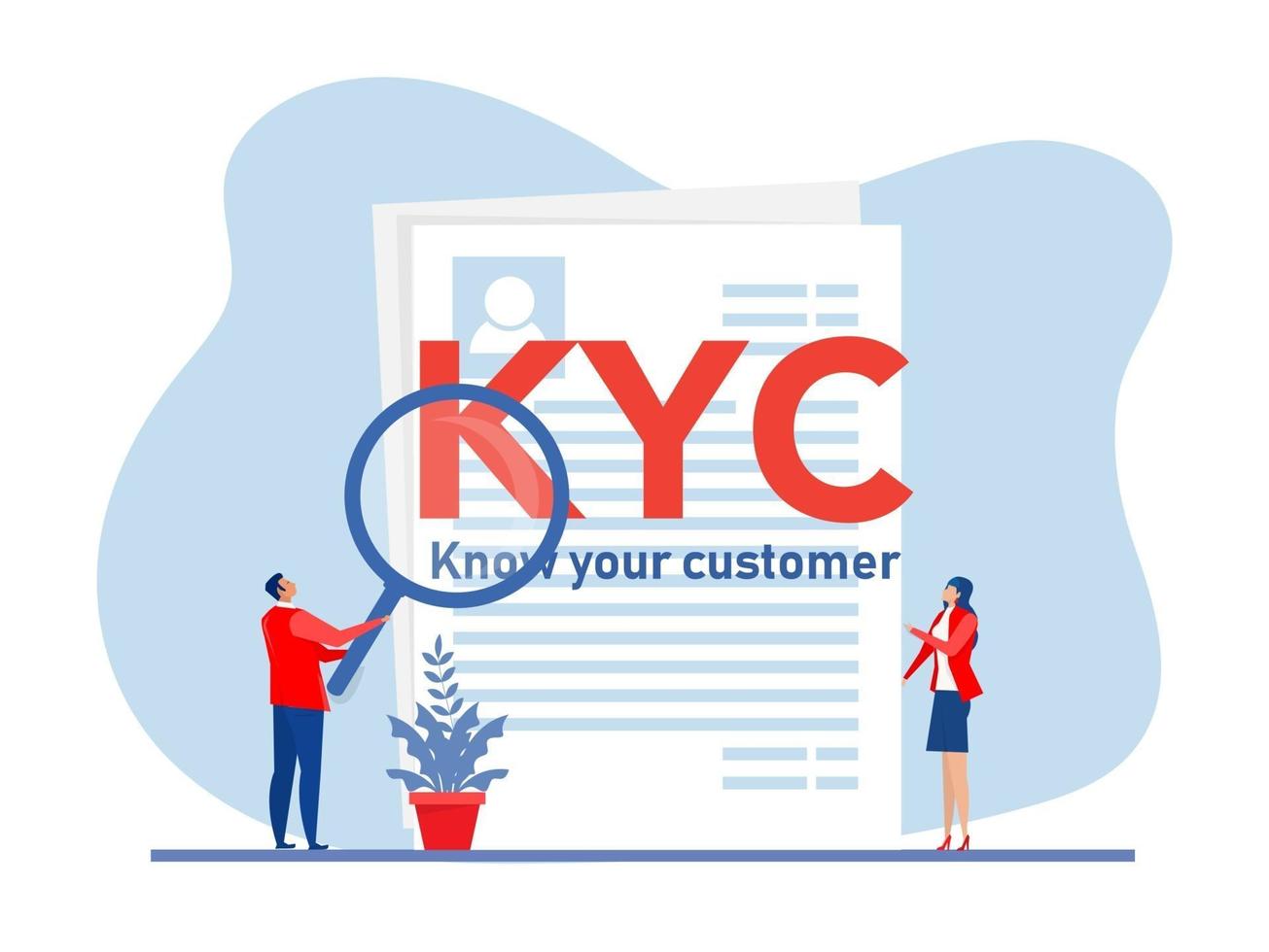 kyc ou conheça seu cliente com uma empresa que verifica a identidade vetor