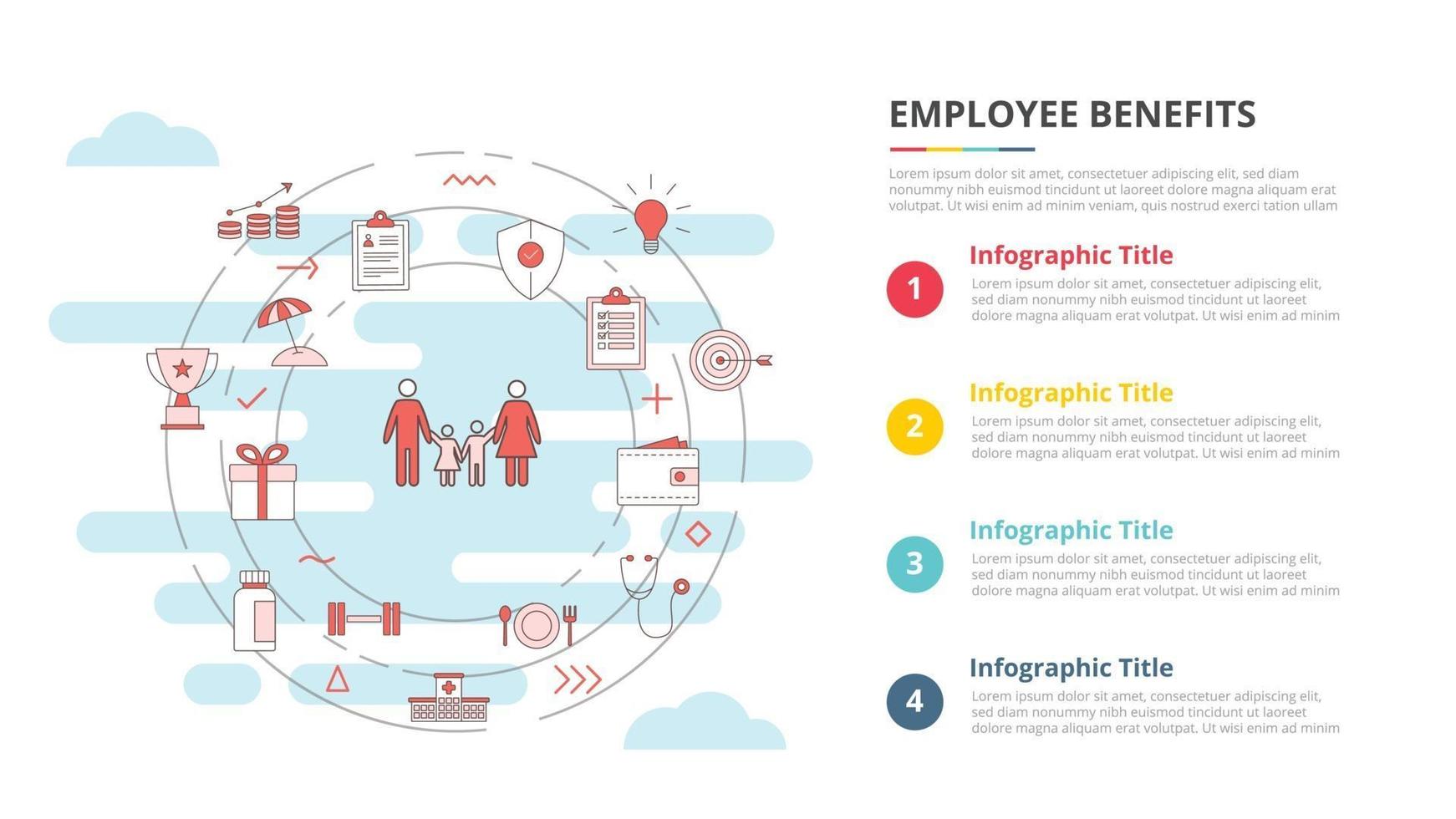 conceito de benefícios para funcionários para banner de modelo de infográfico vetor