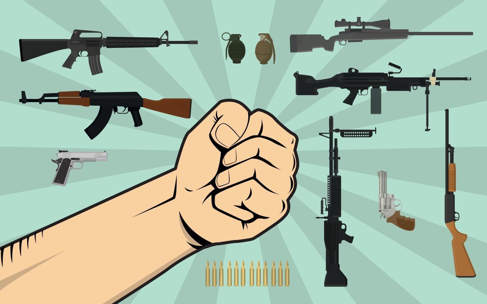 ilustração de luta contra o controle de armas com a mão vetor