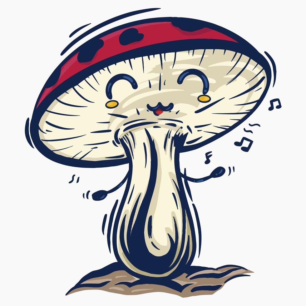 desenho animado desenhado à mão ilustração vetorial de um canto de cogumelo vetor