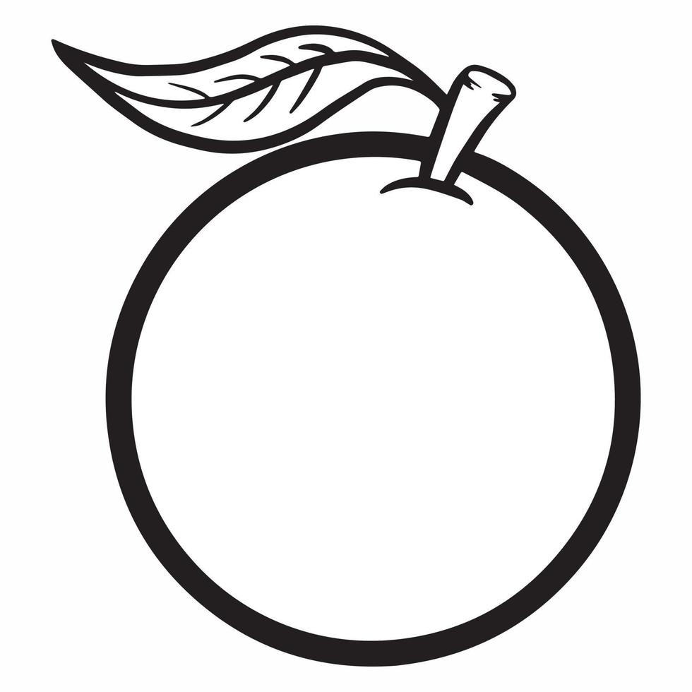 ilustração em vetor laranja fruta preto e branco