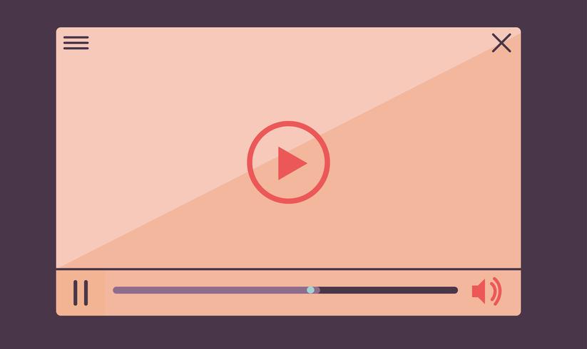 Flat video player para aplicativos da web e móveis vetor