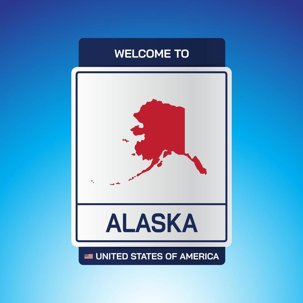 o sinal estados unidos da américa com mensagem, alaska e mapa vetor