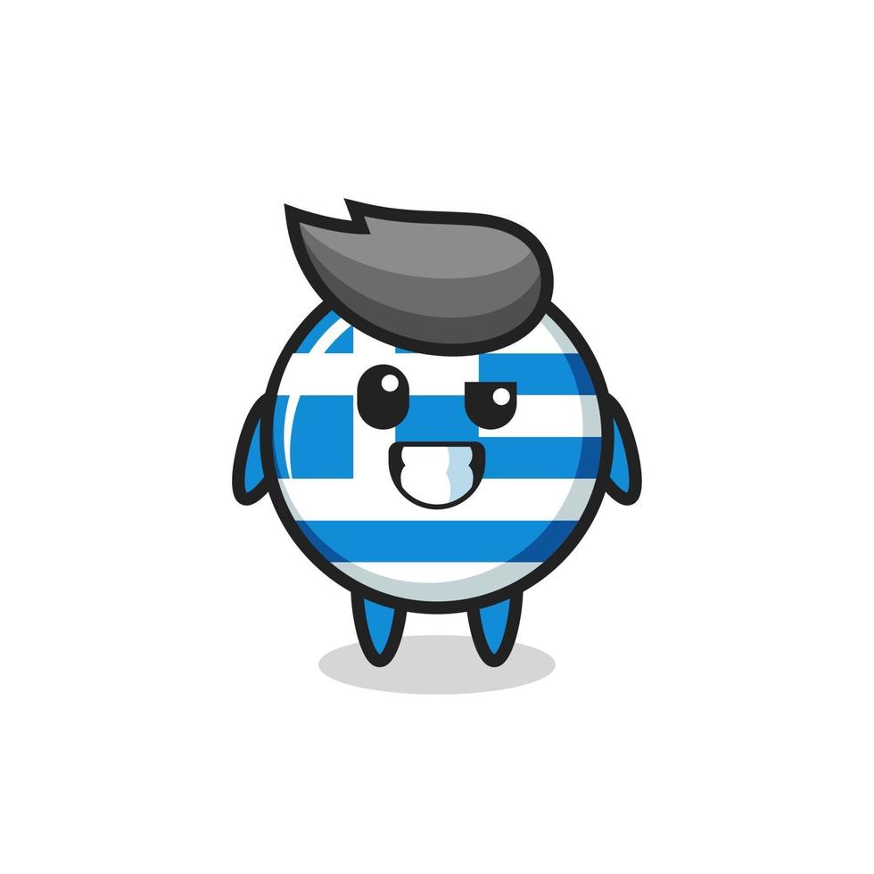 Mascote bonito da bandeira da Grécia com um rosto otimista vetor