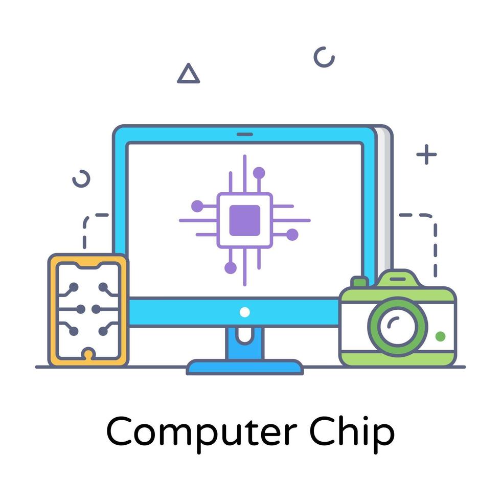 chip de cpu do computador vetor