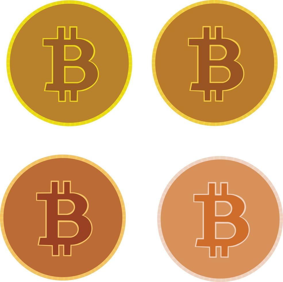 conjunto de ícones de criptomoeda bitcoin. um conjunto de 4 opções de cores diferentes. vetor