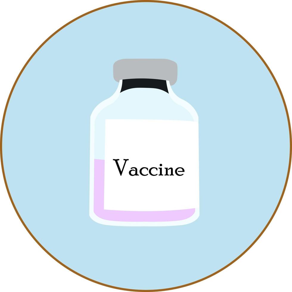 ícone redondo médico com frasco de vacina. vacina contra o vírus. vetor