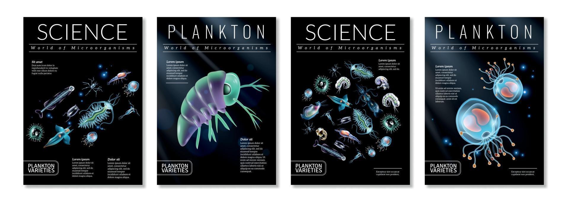 conjunto de cartaz de plâncton vetor