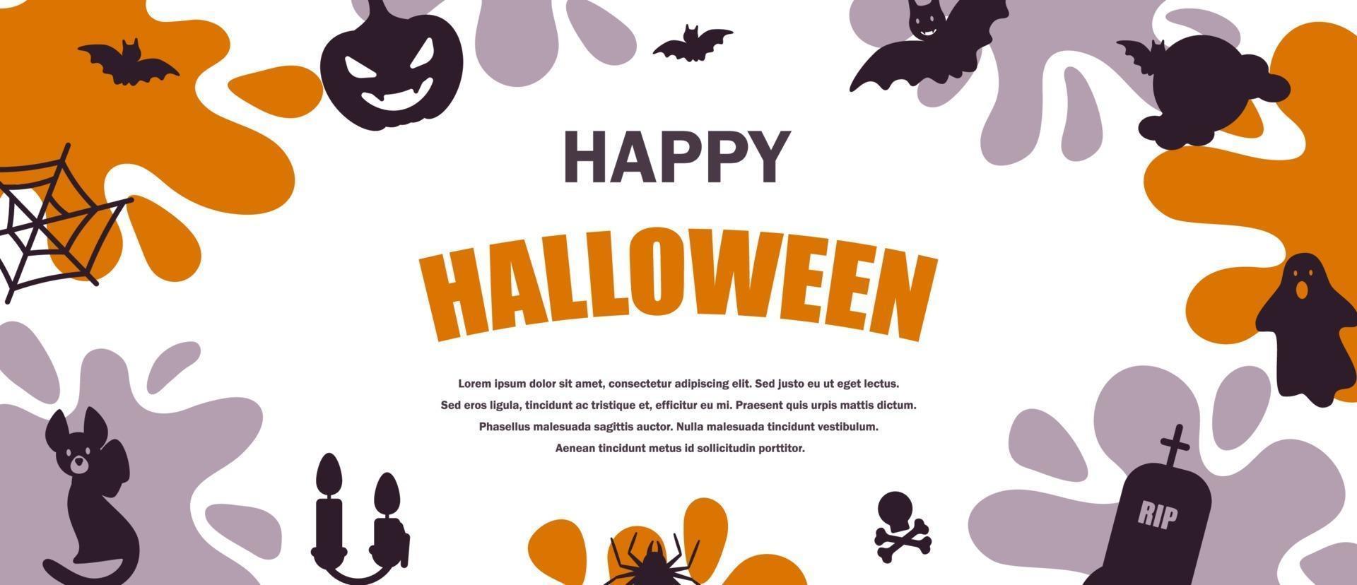 banner horizontal de halloween. espaço para texto. ilustração vetorial vetor