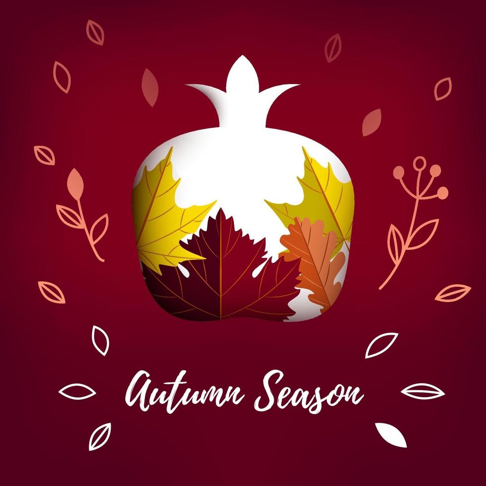 banner de outono com romã vetor