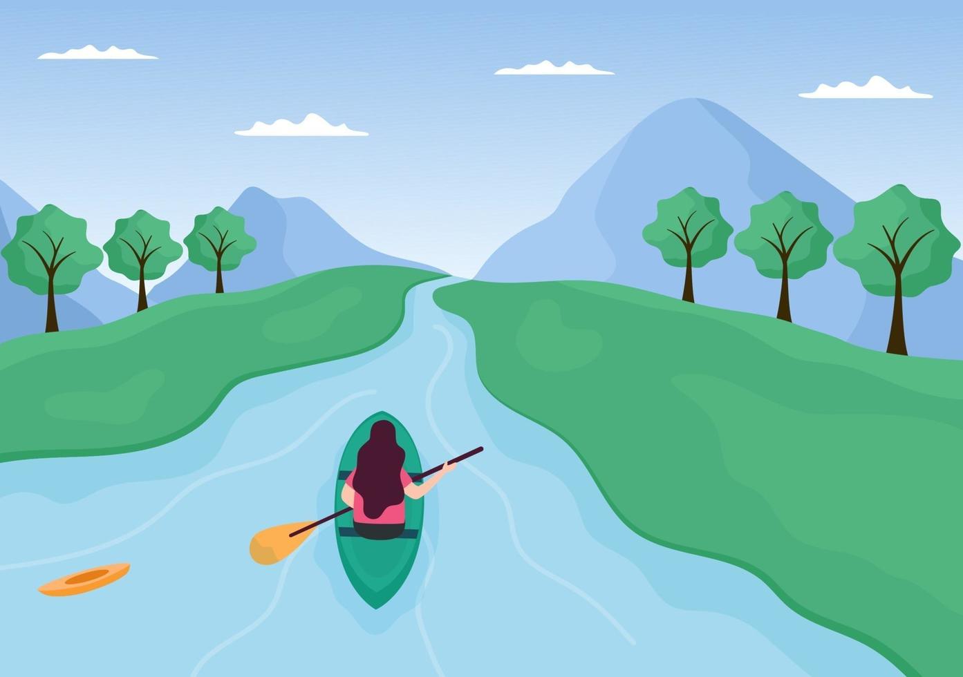 ilustração vetorial rafting, canoagem, caiaque no rio vetor