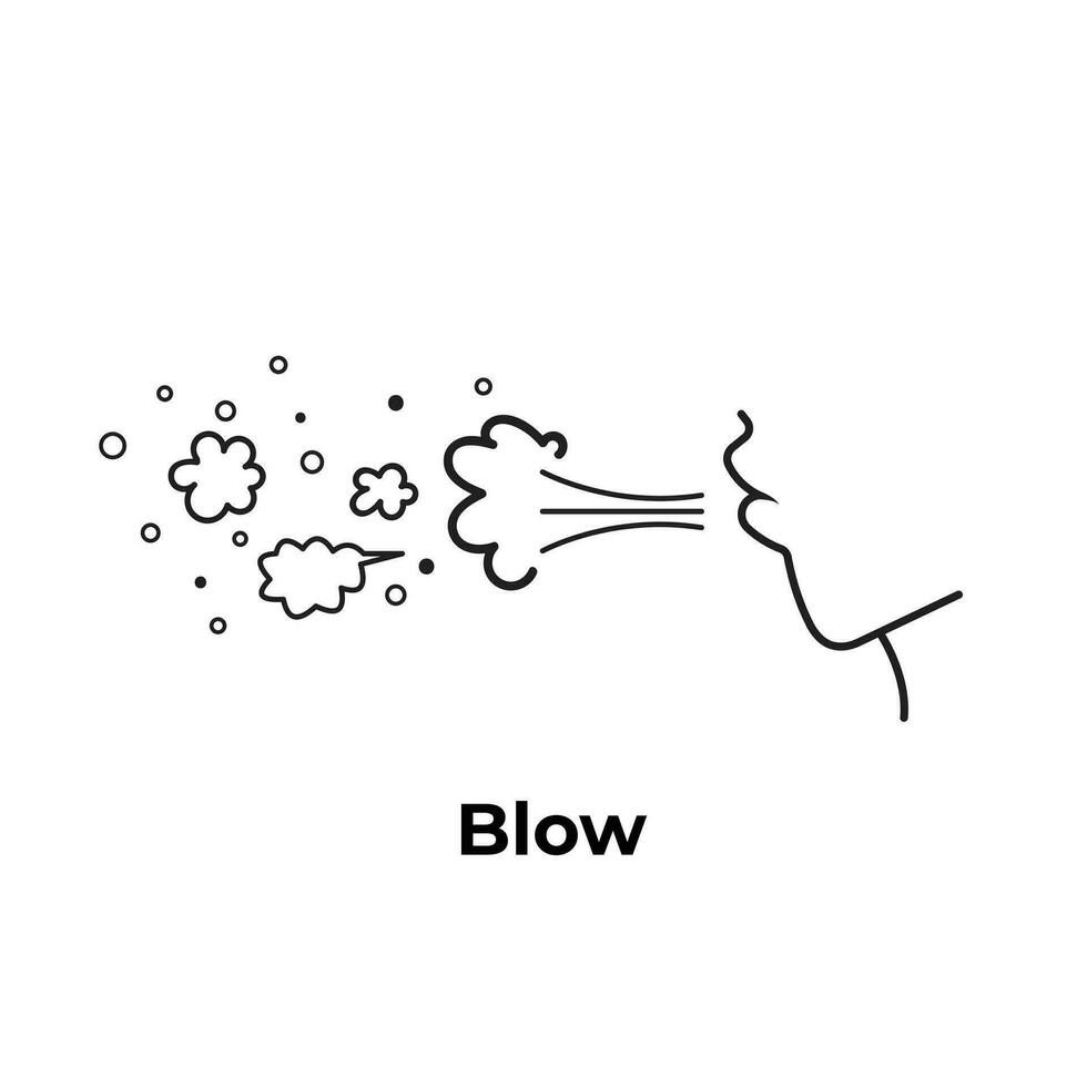 golpe ou respiração Fora açao vetor ícone esboço isolado em quadrado branco fundo. humano face boca a partir de lado visualizar. simples plano minimalista monocromático desenho animado arte estilizado desenho.