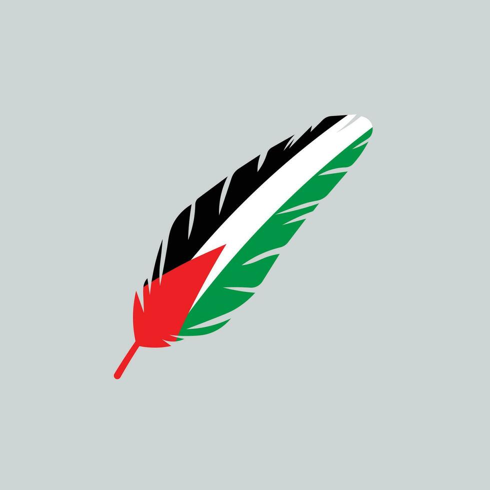 internacional dia do solidariedade com a palestino pessoas com bandeira e pena vetor ilustração