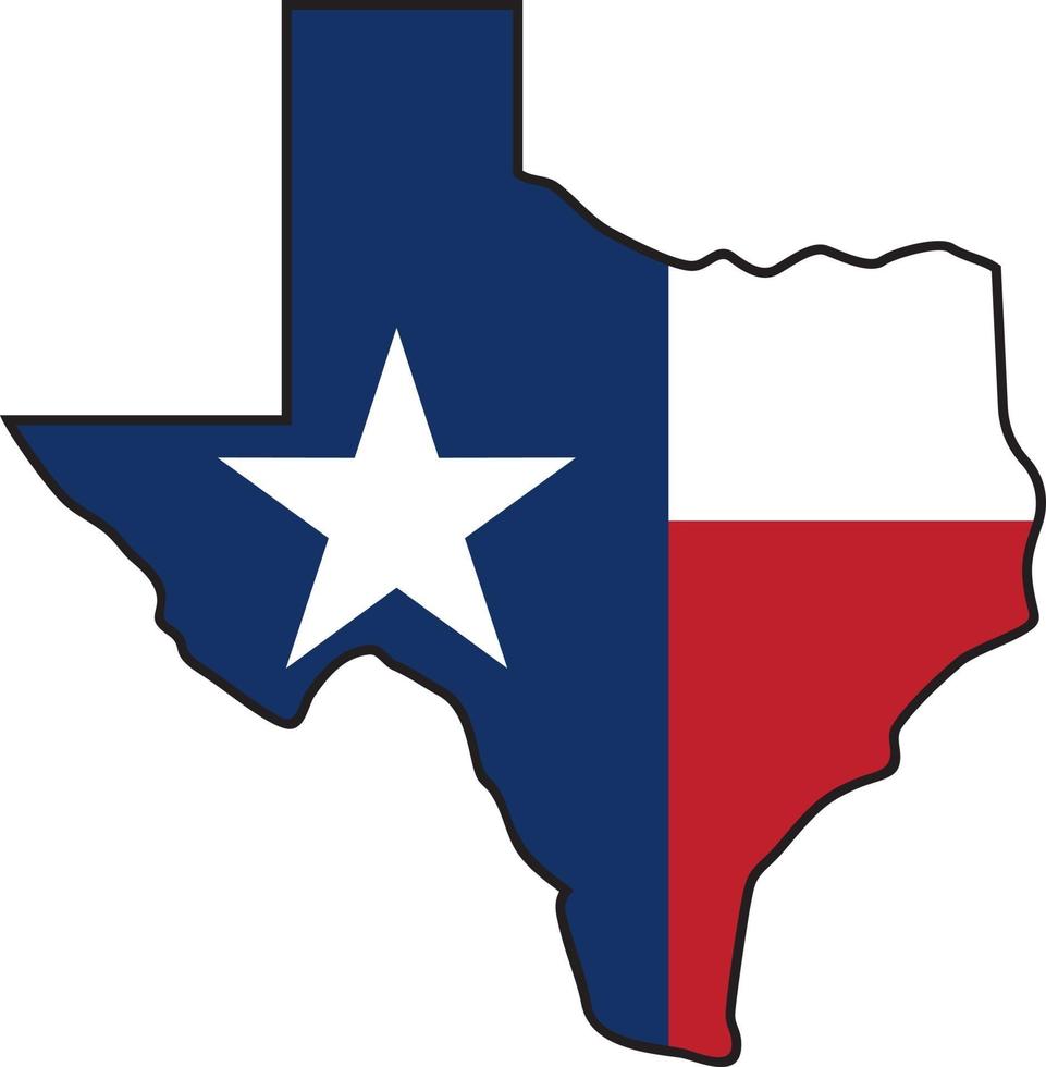 mapa do texas com bandeira vetor