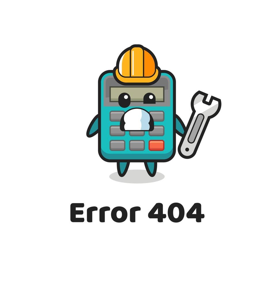 erro 404 com o mascote da calculadora fofa vetor