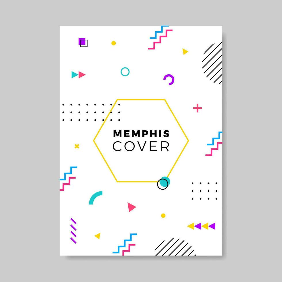 cobrir Projeto com Memphis estilo. vetor ilustração.