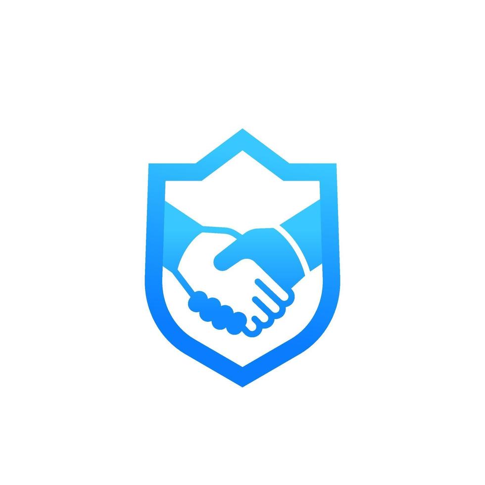 negócio seguro, ícone de vetor de parceria com aperto de mão