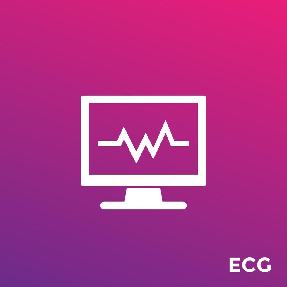 ecg, ícone de vetor de diagnóstico de coração