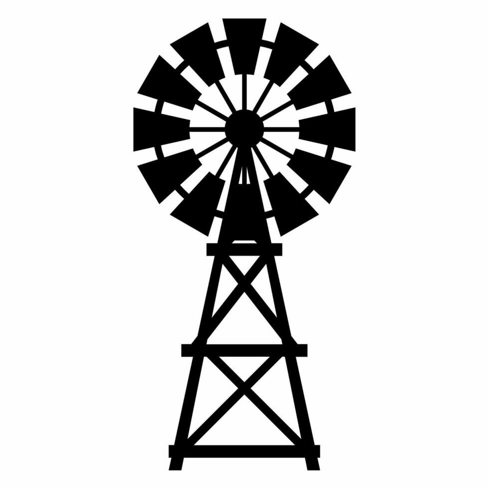 moinho de vento silhueta vetor. rural construção silhueta pode estar usava Como ícone, símbolo ou placa. moinho de vento ícone vetor para Projeto do fazenda, Vila ou campo