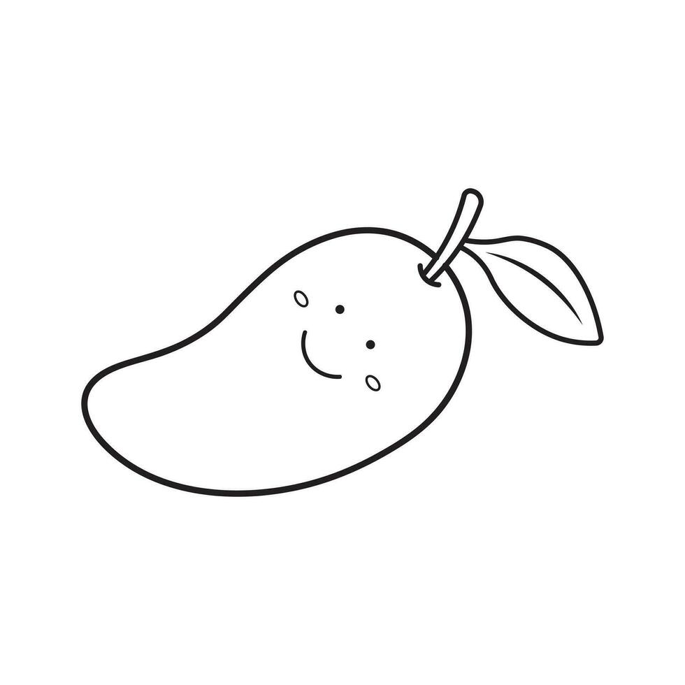 mão desenhado vetor ilustração cor crianças fofa sorridente fruta manga clipart