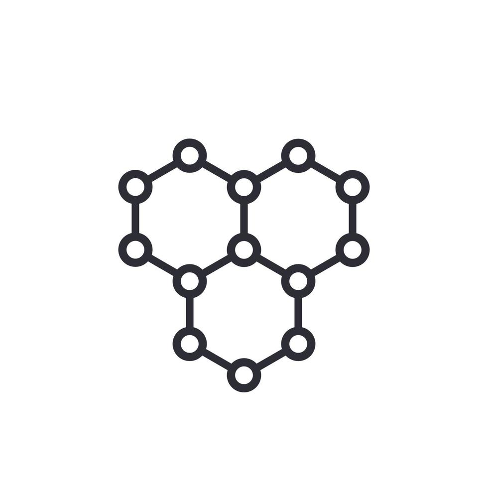 grafeno, ícone de vetor de estrutura de carbono atômico em branco