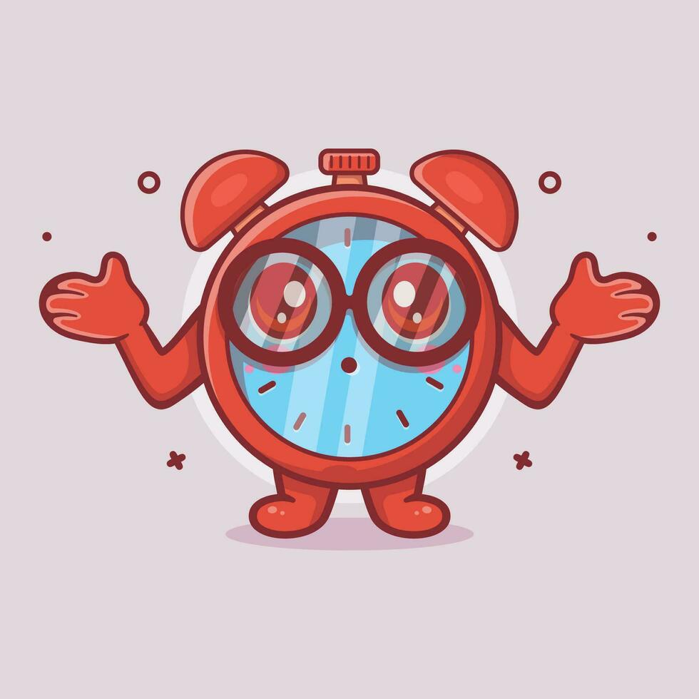 kawaii alarme relógio personagem mascote com confuso gesto isolado desenho animado dentro plano estilo Projeto vetor