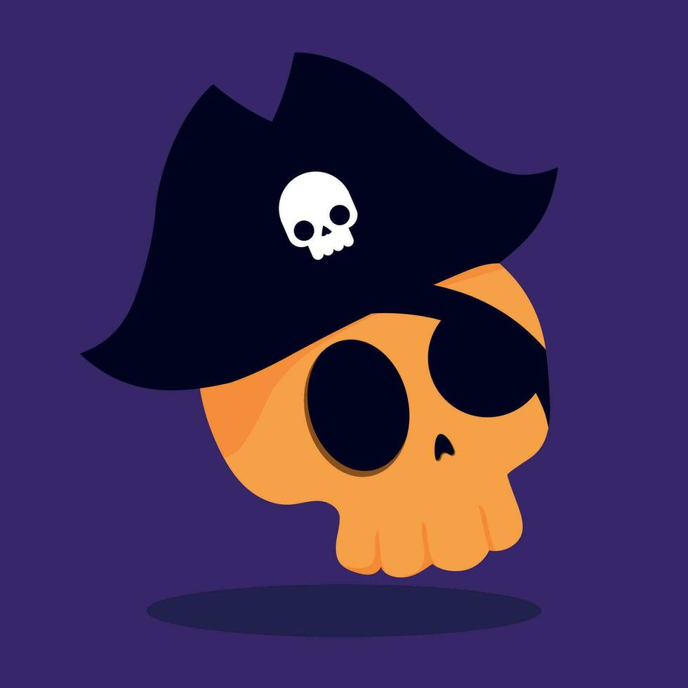 isolado fofa crânio com uma pirata chapéu vetor ilustração