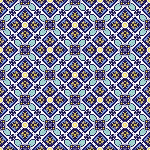 Azul ornamento azulejos portugueses tradicionais. Padrão sem emenda Oriental vetor
