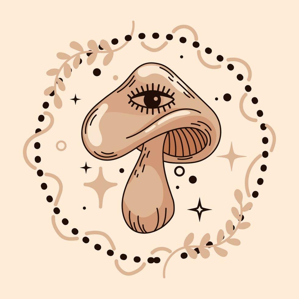 isolado esboço do Magia cogumelos tarot estilo vetor ilustração