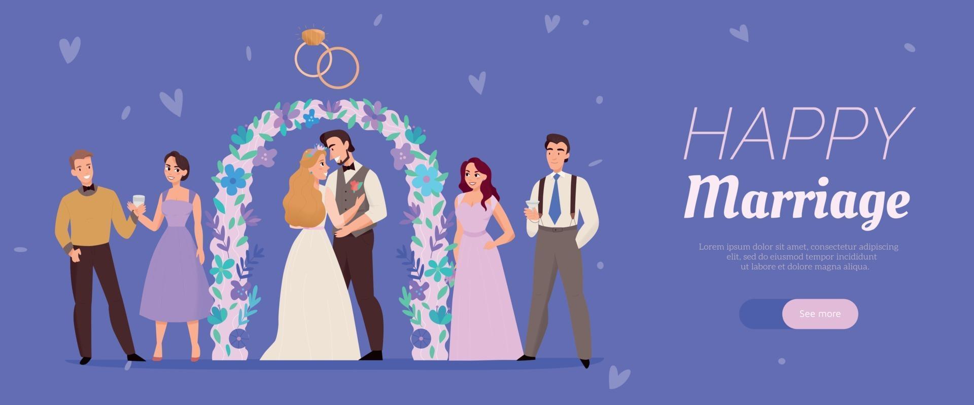 banner de cerimônia de casamento vetor