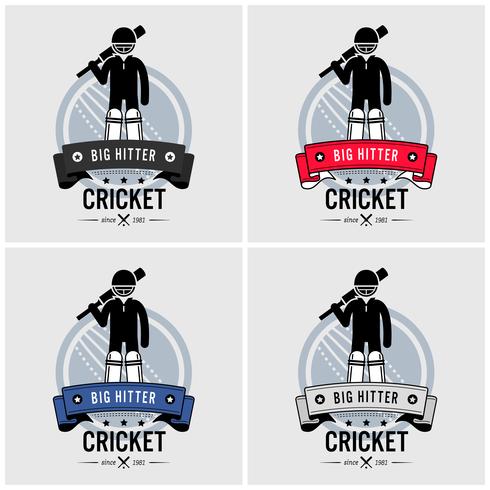 Design de logotipo de clube de críquete. vetor